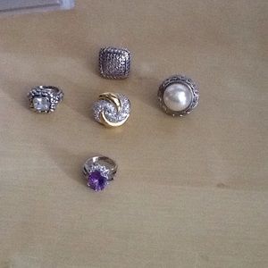 5pc heavy plated ring bundle lot sz 5